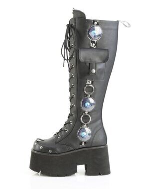 LED Light-Up Ashes Platform Lace-Up Knee-High Boot with Side Zip